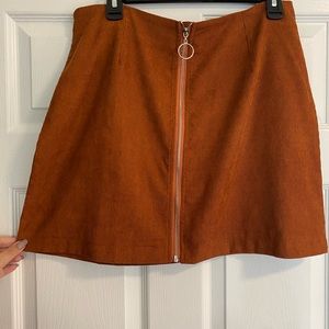 Shein mini skirt. Brown with zipper. Size 12/XL.